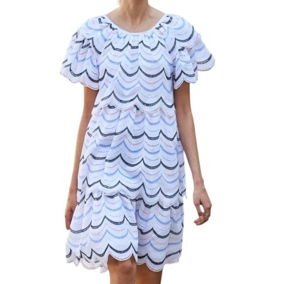 Luisa Beccaria Tiered Scalloped Dress IT 42 US 6 NWOT Milan Fashion Week - Picture 3 of 14